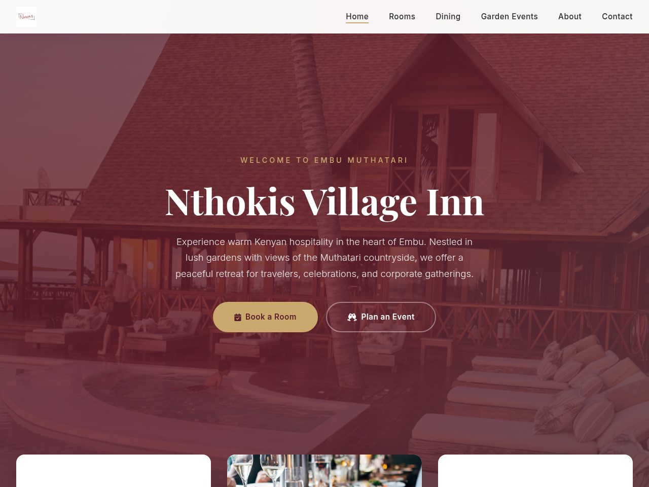 Nthokis Village Inn hotel website homepage